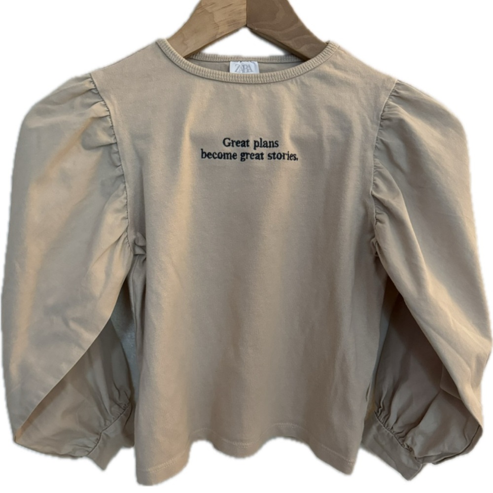 ZARA Girls "Great plans become great stories" top.